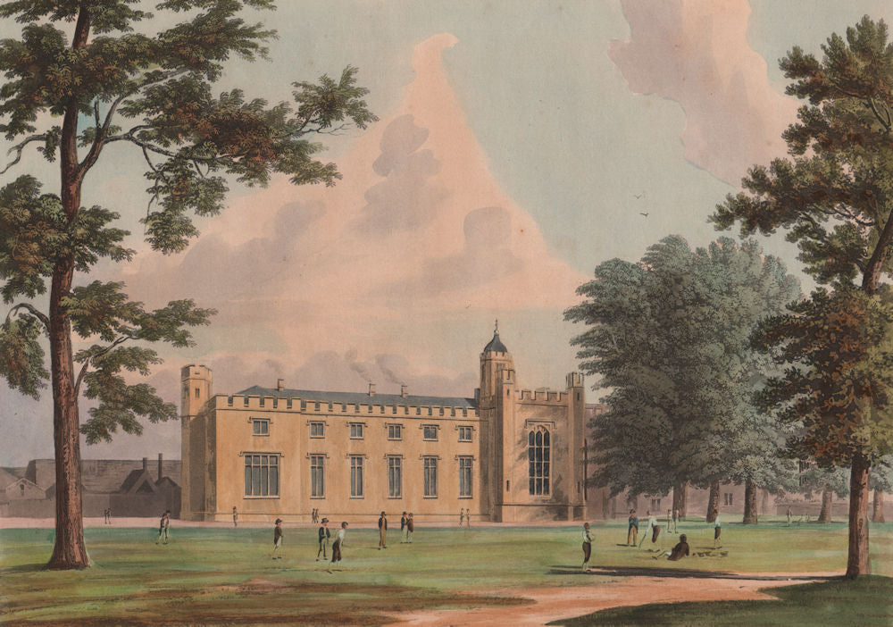 RUGBY SCHOOL. View of School House from the Close 1816 old antique print